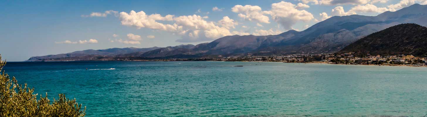 Views over the blue seas towards Stalis, Crete
