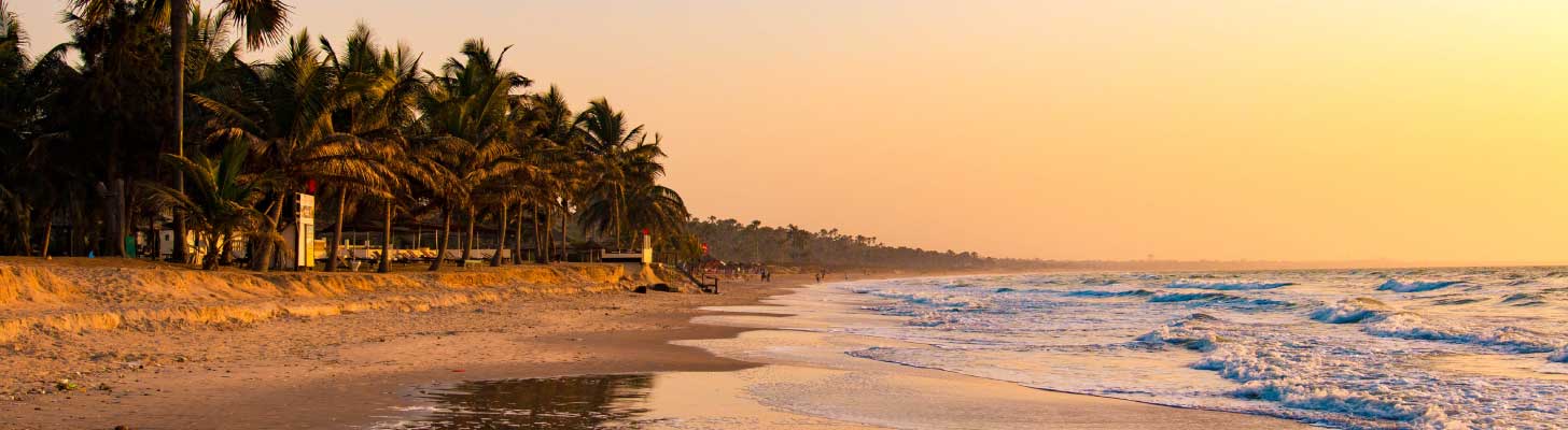 Sunset over a beach in the Gambia