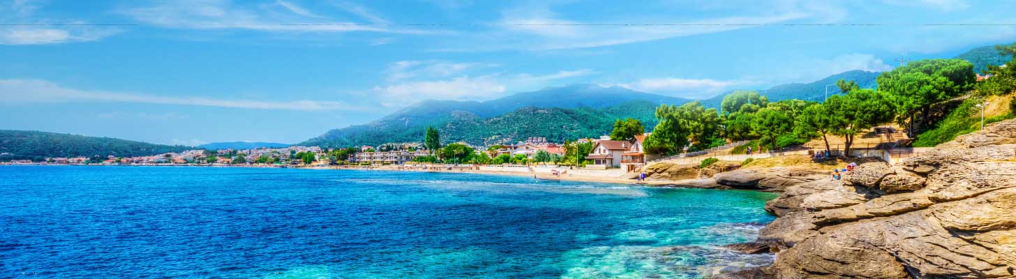 Turquoise water of a beach in the province of Izmir, Turkey