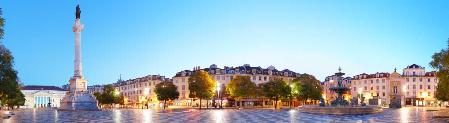 Square in Lisbon at dusk