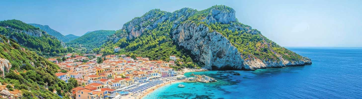 Panoramic view of the resort of Argassi in Zante