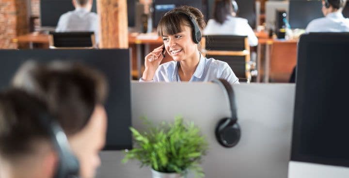 Woman on the phone in a call centre