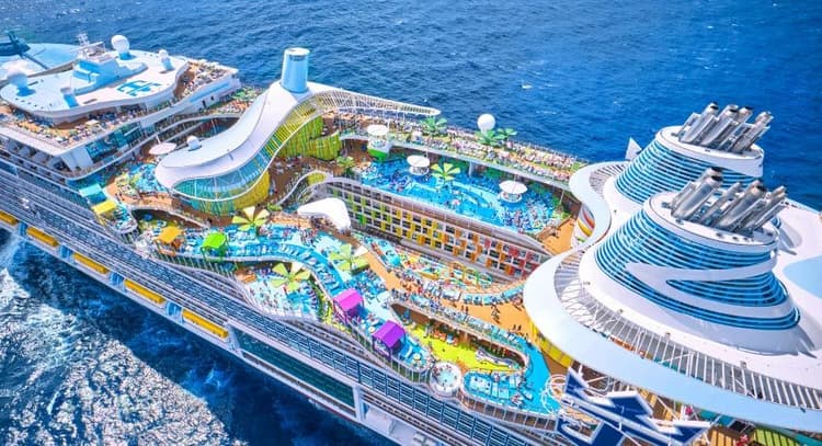 Aerial view of the deck on Icon of the Seas