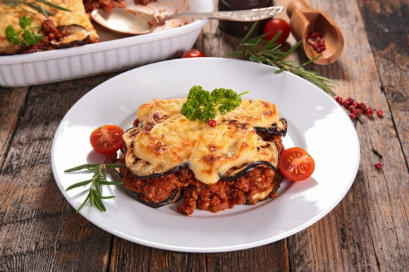 Resembling a lasagne Moussake is a tasty traditional Greek dish