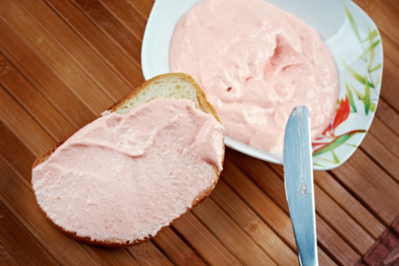 Taramasalata is a Greek pink dip made with cod, carp or mullet fish.