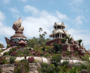 A view of Siam Park in Tenerife showing its most famous slide, Tower of Power.