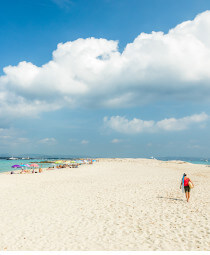 Beautiful white sands of Playa De Ses Illetes beach in Formentera