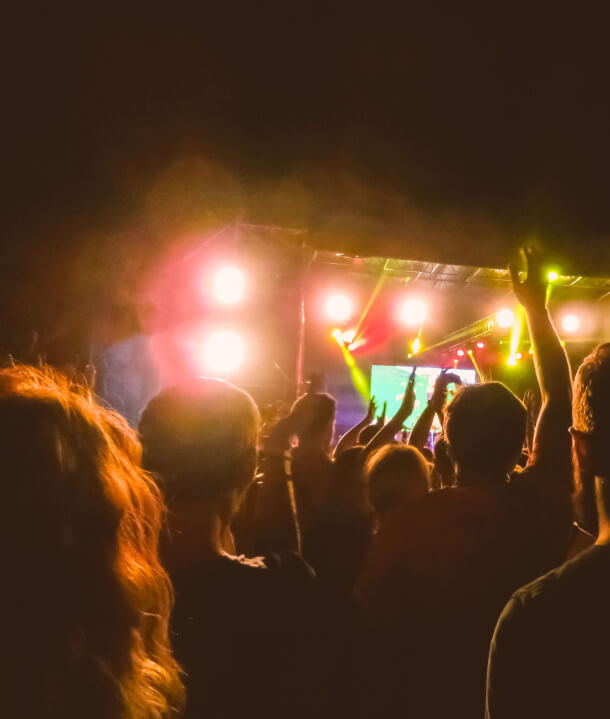 Crowds of people enjoying a night out in Ibiza