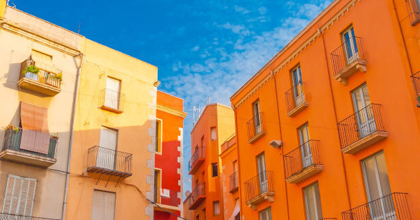 Colourful building in the town of Figueras