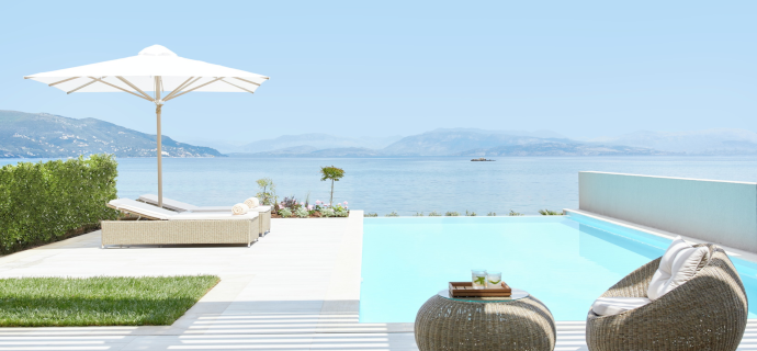 Private Pool overlooking the ocean in the Ikos Dassia