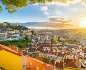 Panoramic shot of Lisbon in the early evening