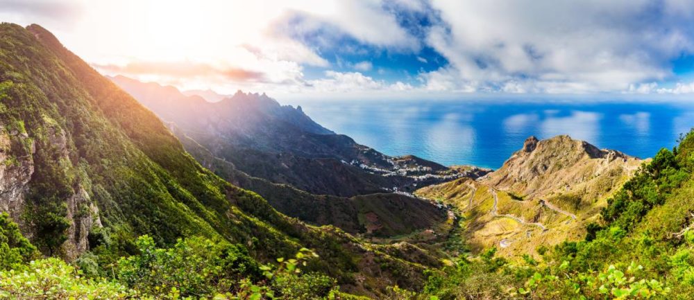 View of the mountains and ocean in Tenerife