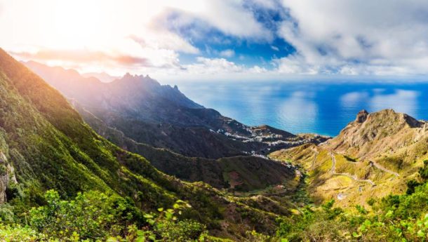 View of the mountains and ocean in Tenerife