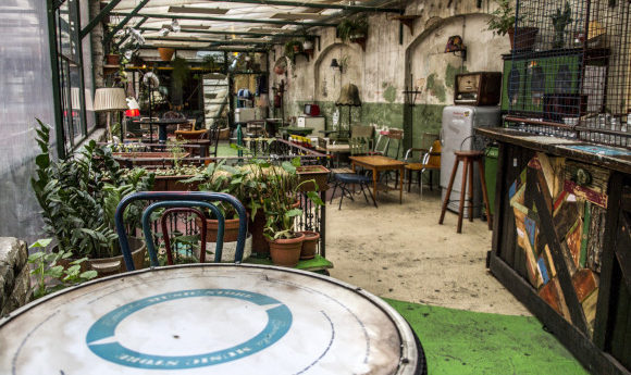 One of Budapest's ruin bars with an iconic garden theme