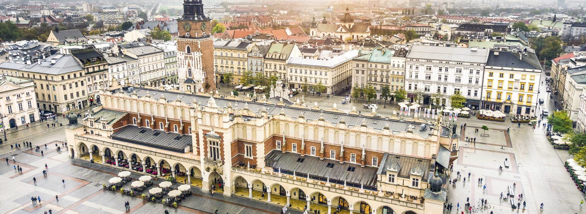 Cloth's Hall and Old City Hall Tower on Market Square, Krakow, Poland