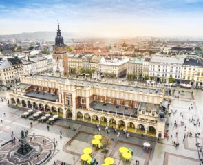 Cloth's Hall and Old City Hall Tower on Market Square, Krakow, Poland