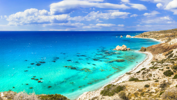 Best beaches of Cyprus island - Petra tou Romiou, famous as a birthplace of Aphrodite