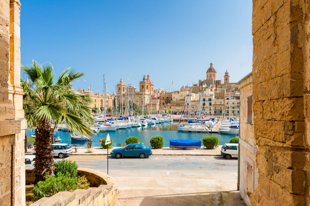 Boats docked in the marina at Senglea, Malta