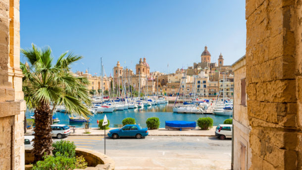 Boats docked in the marina at Senglea, Malta