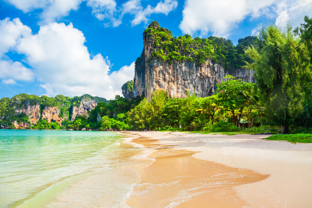 Beauty beach with yellow sand and crystal clear water in Thailand
