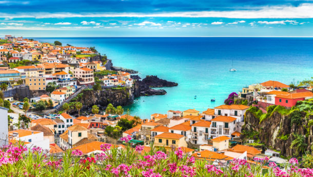 Panoramic view over Camara de Lobos, Madeira island, Portugal