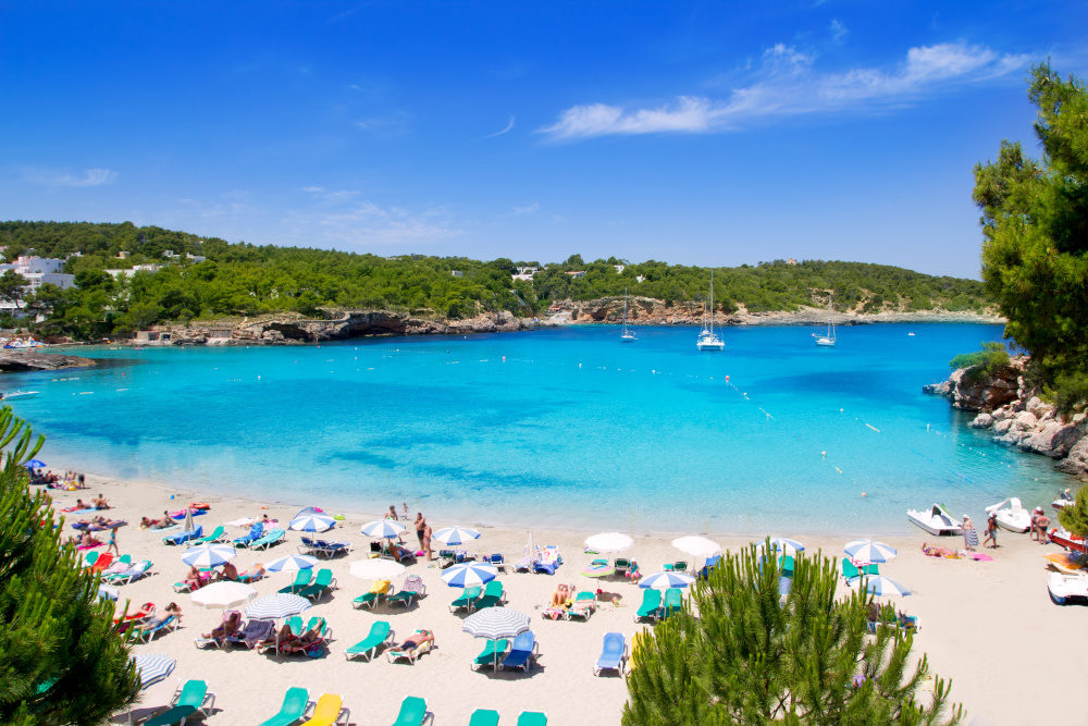 Ibiza Portinatx turquoise beach paradise in Balearic Islands