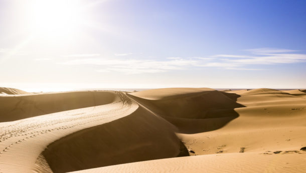 The desert-like sand dunes of Maspalomas on the island of Gran Canaria