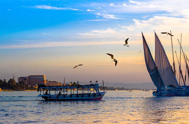 The Nile Egypt with boats