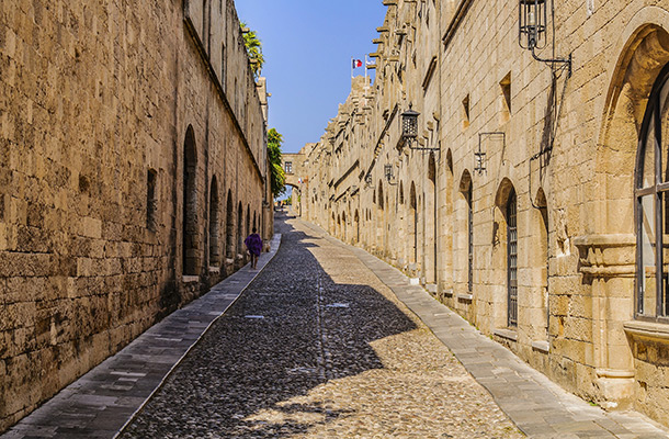 Old street in Rhodes Greece