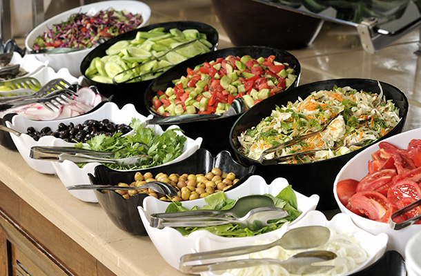 Buffet with colourful salads