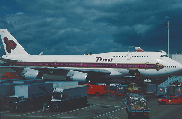 Thai Airlines aeroplane at an airport