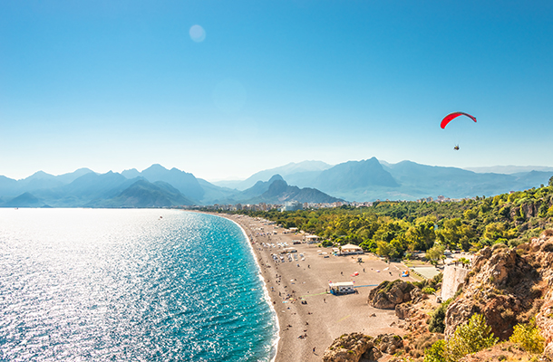 View over beach in Antalya Turkey