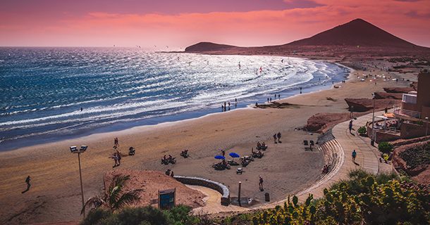 Surfers at El Medano Beach Tenerife