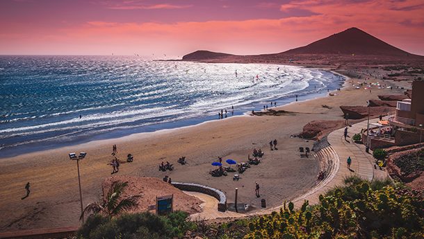 Surfers at El Medano Beach Tenerife