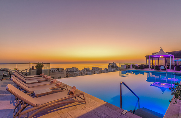 Rooftop pool at Hotel The Palace Sliema Malta