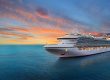 Cruise liner at sunset