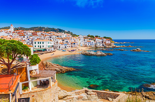 Calella coastline in Costa Brava Spain