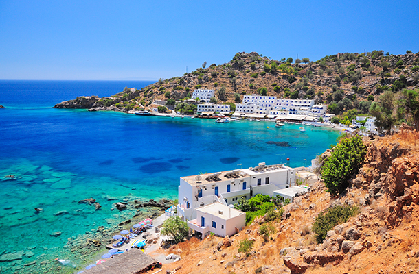 Beach village in Crete Greece