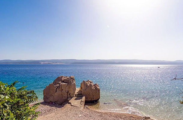The beach at Holiday Village Sagitta in Omis near Split Croatia