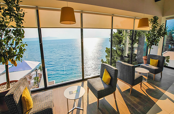 Cafe bar with panoramic ocean views at TUI Blue Adriatic Beach in Makarska Croatia